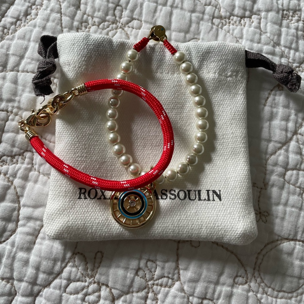 NEW Roxanne Assoulin Red and Pearl Bracelet